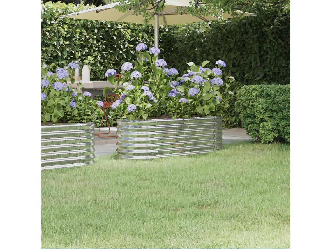 Jardín Elevado/Plantador de Acero con Revestimiento en Polvo Plateado 114X40X36 cm