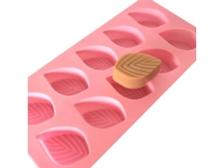 Moldes de silicona con forma de hoja, molde para chocolate, molde para pasta de azúcar y molde para hornear (rosa)