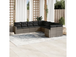 Conjunto de sofá de jardín de 10 piezas con cojines, ratán gris, DKD Home Decor
