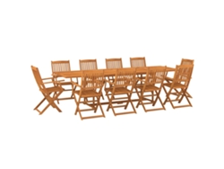Conjunto 11 comedor de jardín VIDAXL madera maciza acacia (280x90x75cm)