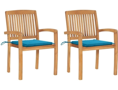 Conjunto 2 Silla de exterior VIDAXL Azul Teca (60x57.5x90 cm)