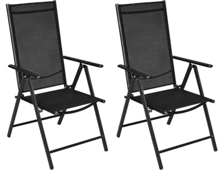 Conjunto 2 Silla Jardin VIDAXL Negro Tela