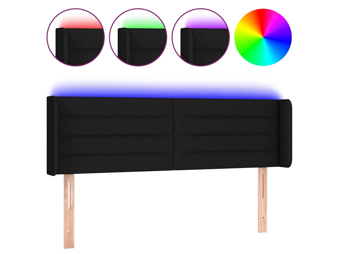 Cabecero con luces LED, tela negra, MAISON EXCLUSIVE (147x16x78 cm)