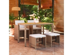Juego de comedor de jardín de 5 piezas con cojines de mimbre beige de DKD Home Decor