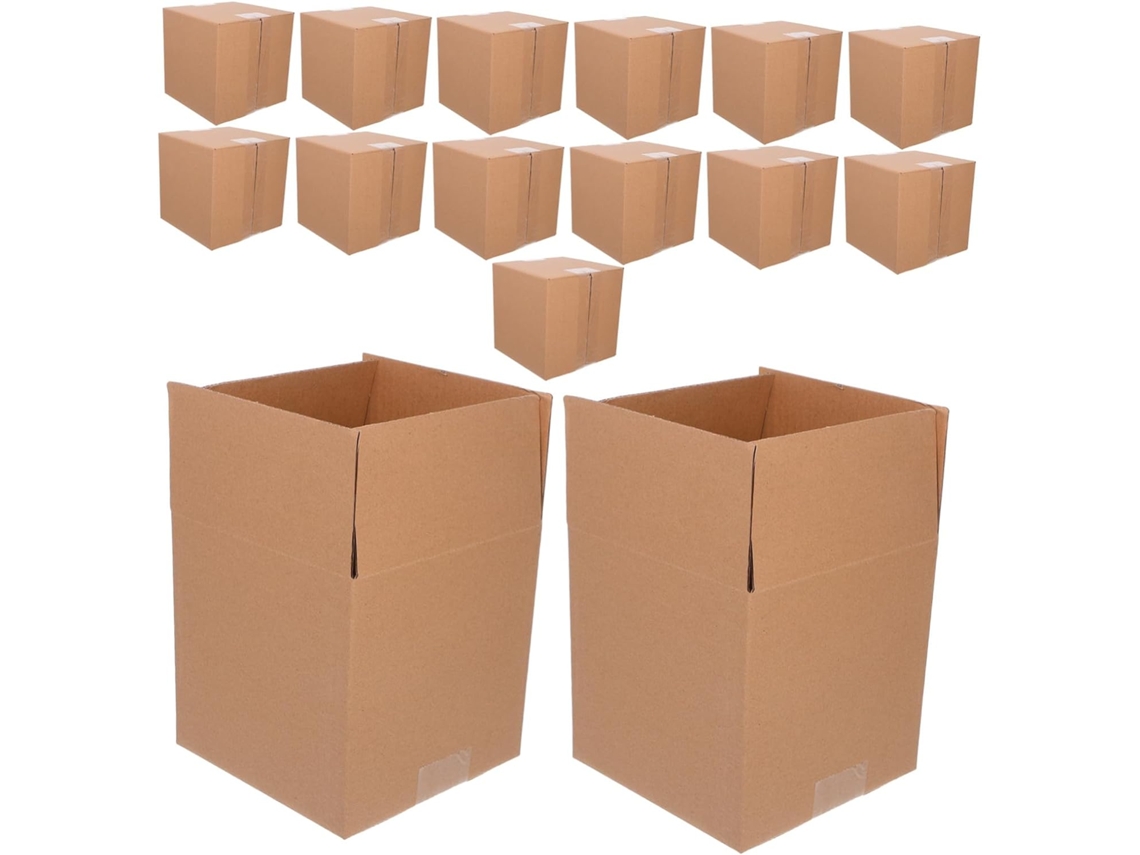 Juego De 15 Cajas De Embalaje De Cartón Kraft Marrón De 15x15x15 Cm, Cajas De Envío Reforzadas, Tres Unidades.