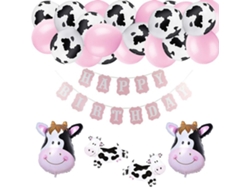 Letrero Y Globos Reutilizables Con Diseño De Ternero Rosa Para La Decoración De Baby Showers.