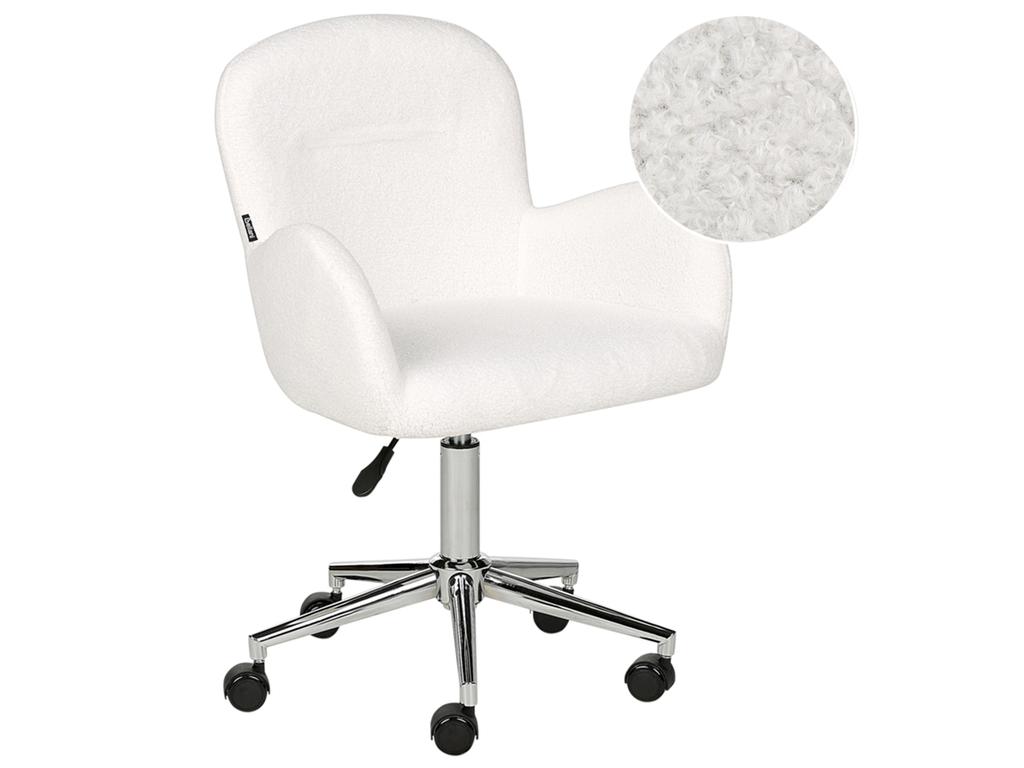 Silla de oficina BELIANI Priddy de Bouclé Blanco 60x60x91