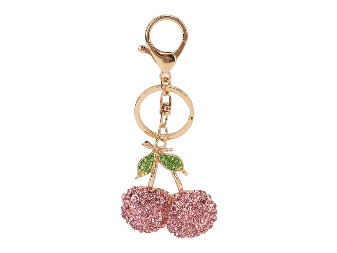 Llavero De Cereza Adorable En Aleación De Zinc Con Diamantes De Imitación Para Coche, Bolso O Regalo (rosa)