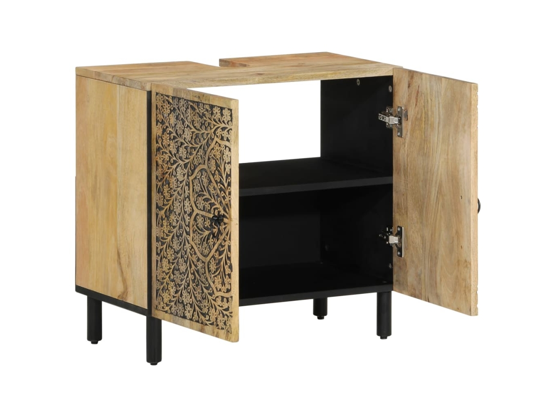 Armario De Lavabo Para Baño Madera Maciza De Acacia 62x33x58 Cm