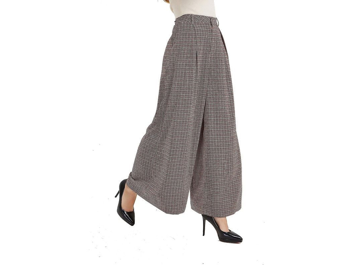2026-pantalones Culottes Anchos De Mujer High Waist Con Cierre Cremallera Y Bolsillos Laterales De Tela Fluyente Y Antiestática