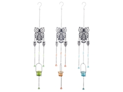 ORIGEN Home Decor - Colgante Búho Pack 3 Unidades Decoracion Colgantes Metal Negro - 95x6x12 cm