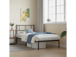 Estructura Cama Sin Colchón Con Cabecero Metal Negro 75x190 Cm
