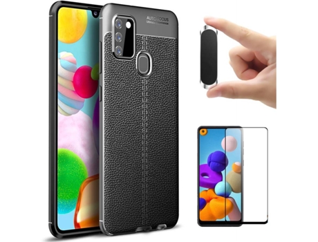 Carcasa, Protector y Soporte Samsung A21S Rugged Leather Negro