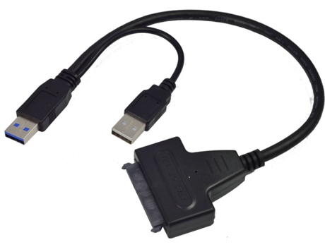 Cable MULTI4YOU (2xUSB - Sata 22 Pin - 0.2 m - Negro)