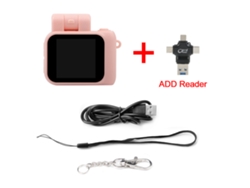 Minicámara Réflex Para Niños (rosa + Lector De Tarjetas - 8 Gb) Con Flash Y Base Para Batería, 1080p, Pantalla Lcd