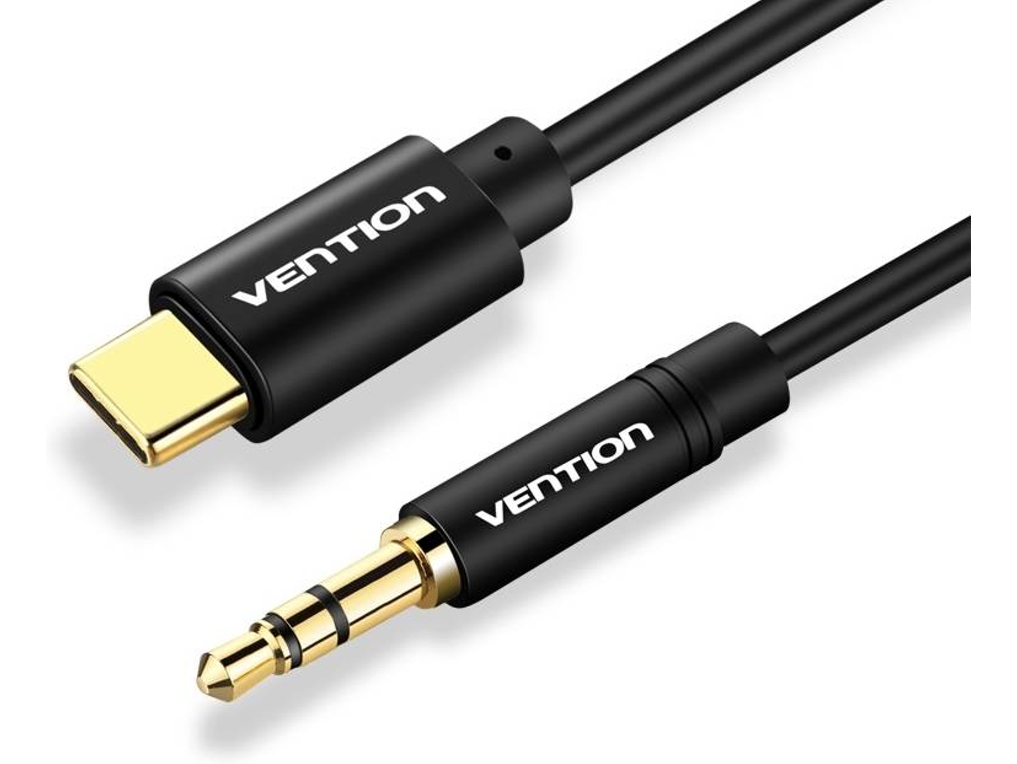 Cable Adaptador VENTION convertidor audio Tipo-C Macho para Jack 3.5mm Macho de 1.5 m - negro Metalizado