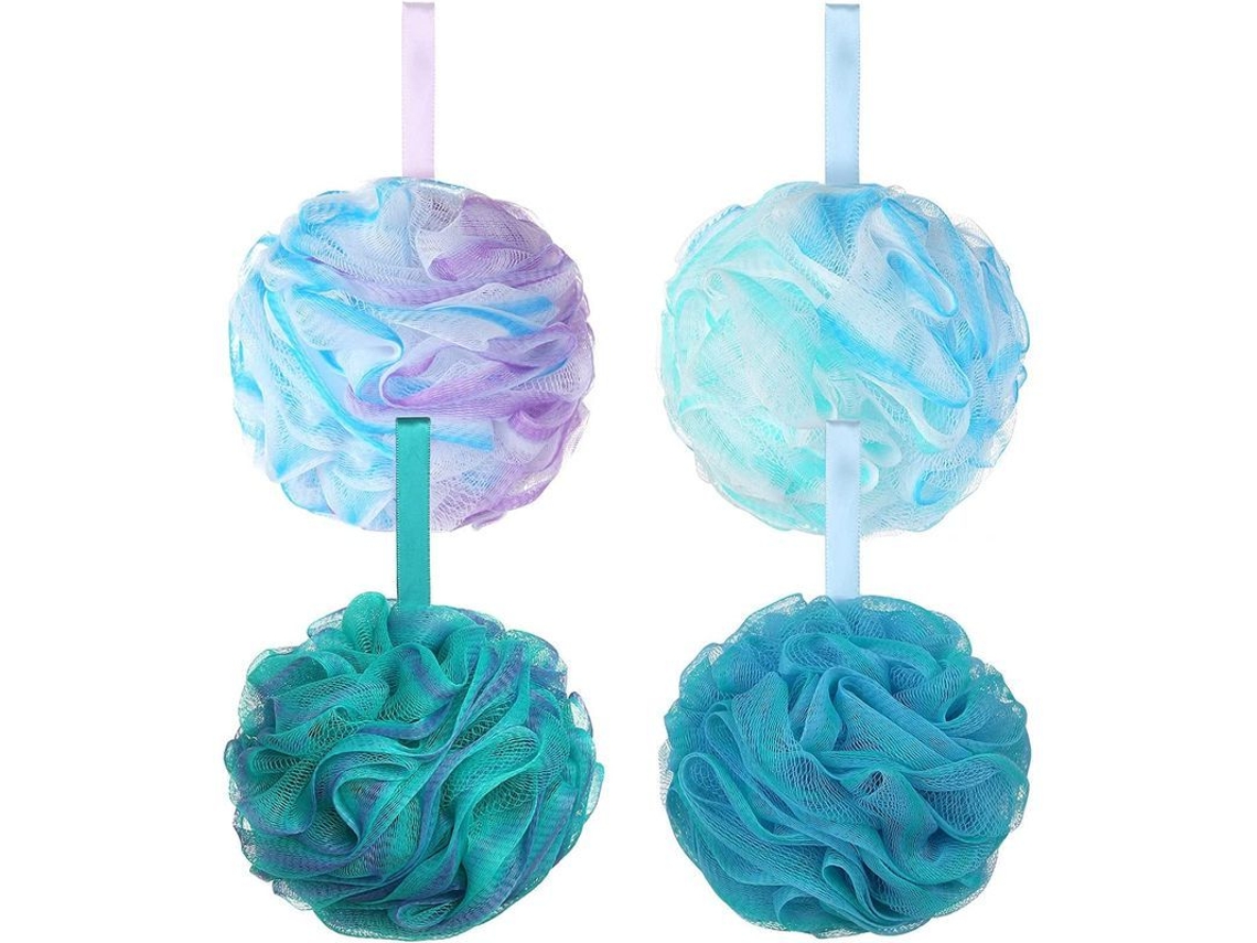 Esponja De Baño Extragrande De Lufa De 75 G, 4 Unidades, Color Flor, Pe Suave, Abundante Espuma, Duradera.