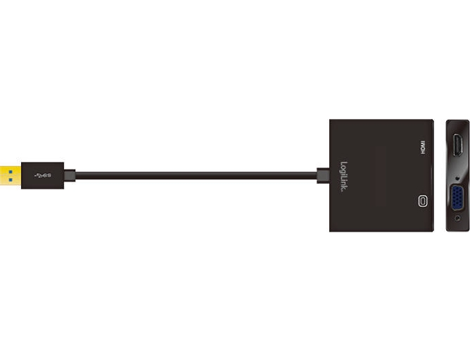 Adaptador HDMI LOGILINK USB 3.0 para VGA/HDMI Negro