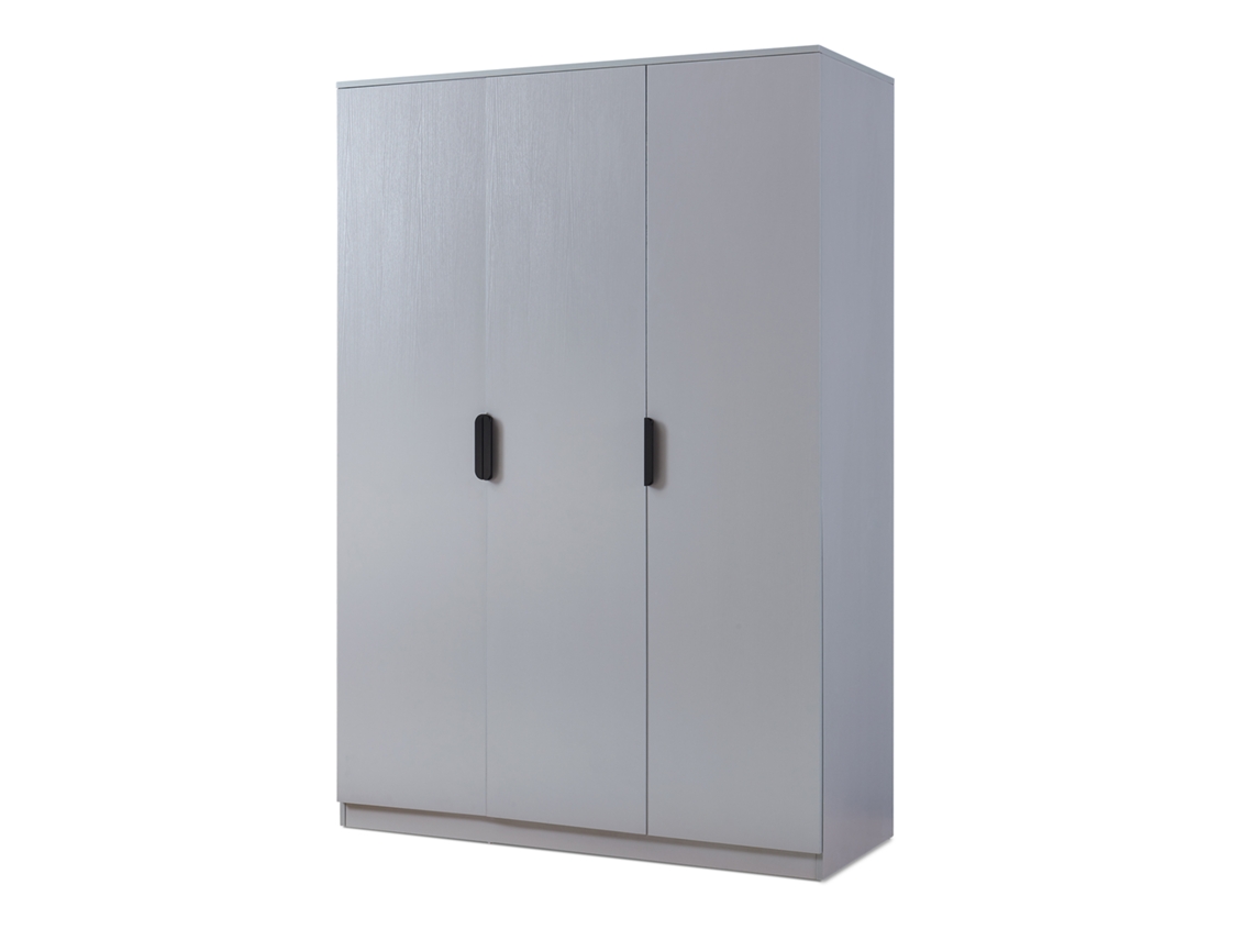 Armario Eiselfing MDF 176x120x52 cm Gris [EN.CASA] (3 Puertas, 1 Barra, 4 Compartimentos)