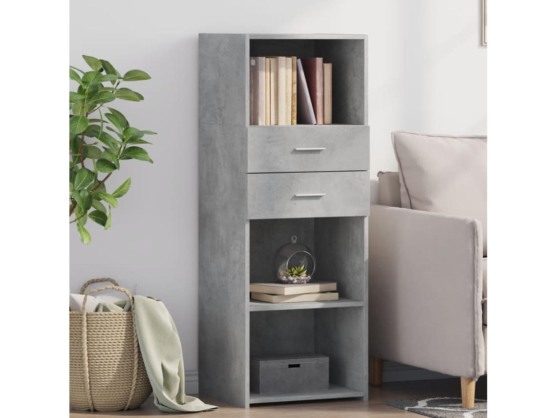 Aparador Alto Madera De Ingeniería Gris Hormigón 45x42,5x124 Cm
