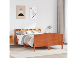 Estructura De Cama Sin Colchón Madera Maciza Marrón 120x190 Cm