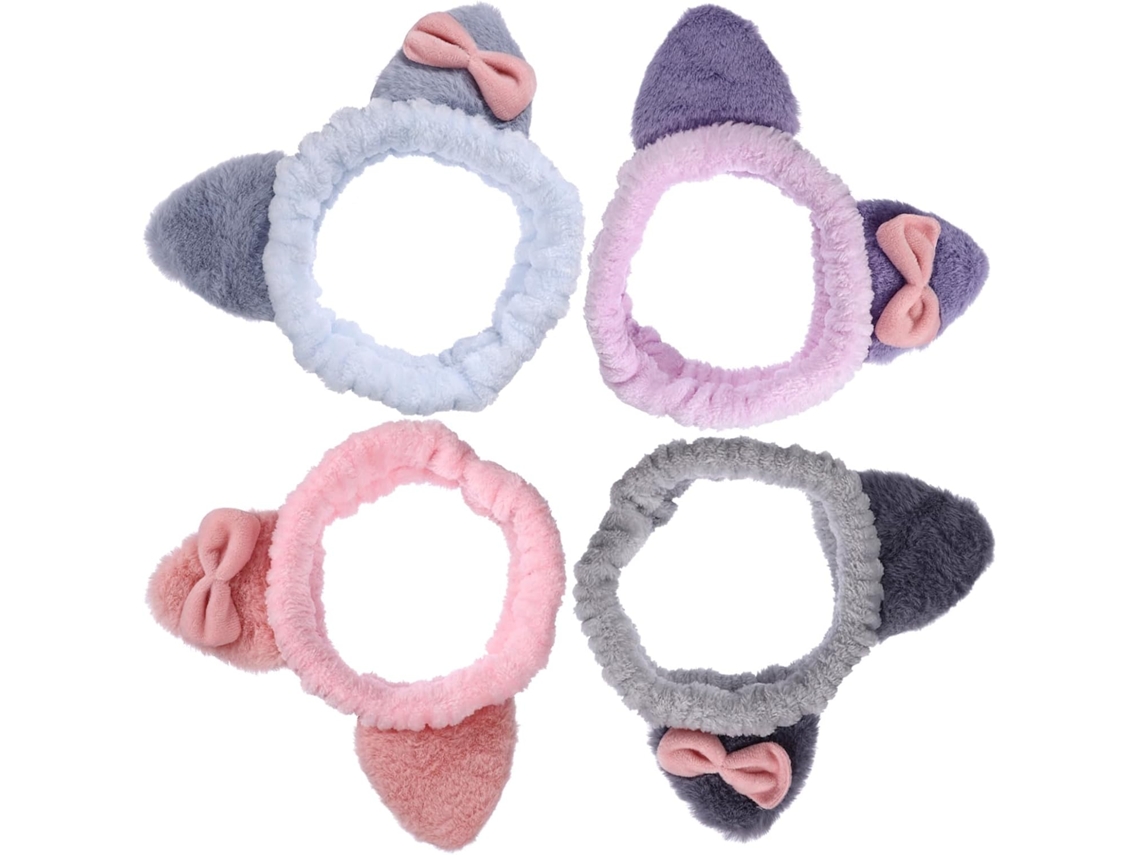 Nuobesty Juego De 4 Diademas Decorativas De Orejas De Gato De Felpa, Diademas Ligeras Y