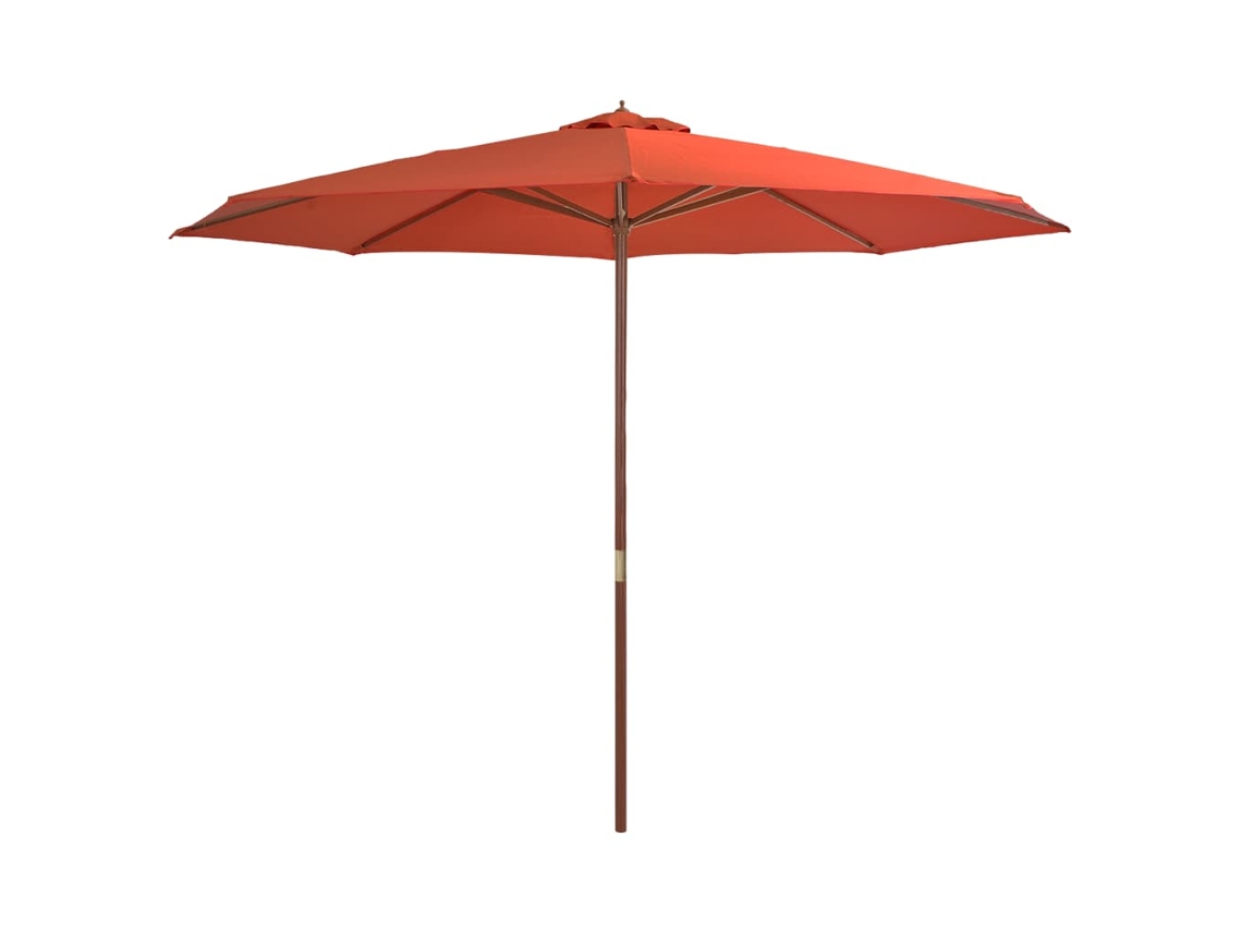 Sombrilla de exterior con mástil de madera, 350 cm, terracota, DKD Home Decor