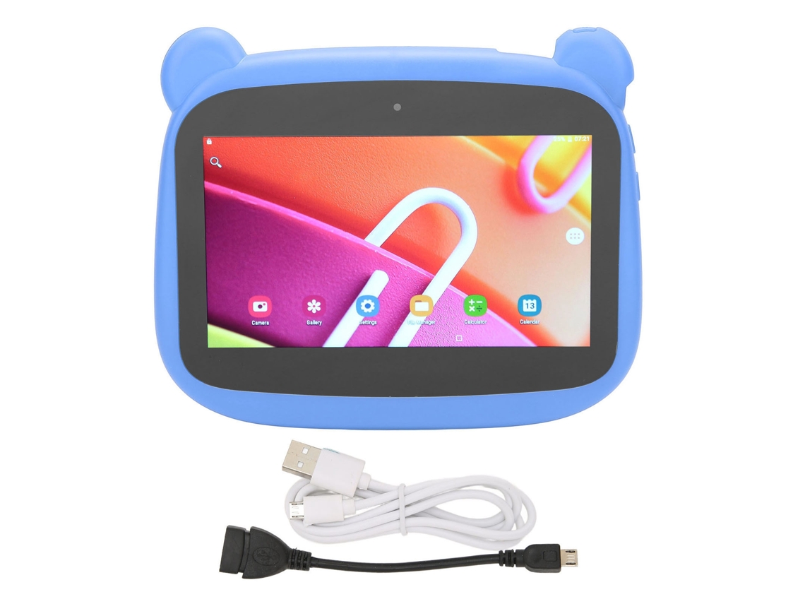 Tableta infantil de 7 pulgadas, 2 GB de RAM y 32 GB de ROM, diseño de oso de dibujos animados, Android 10 dorado
