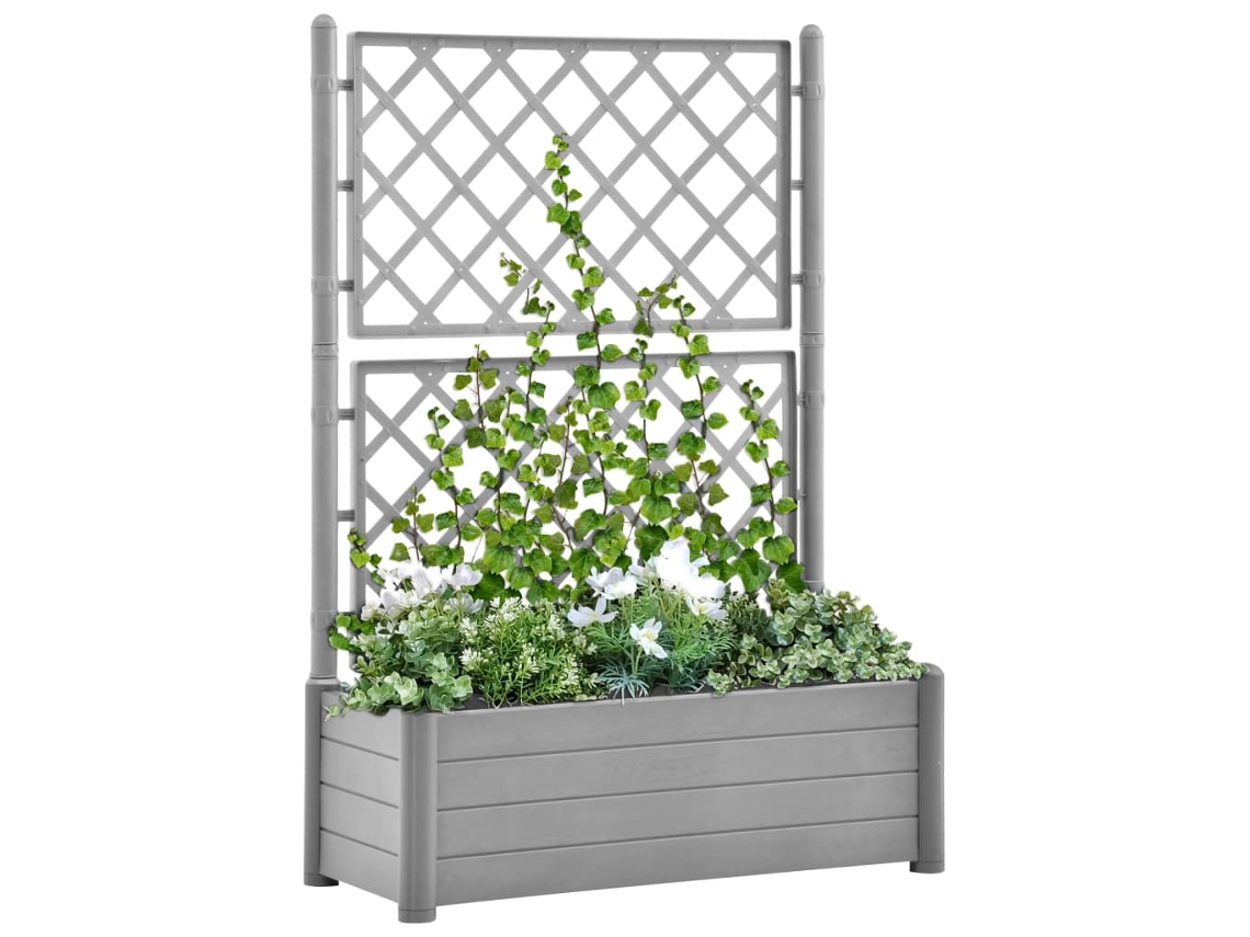 Maceta/Jardinera de Jardín con Enrejado 100X43X142 Cm PP Gris Piedra