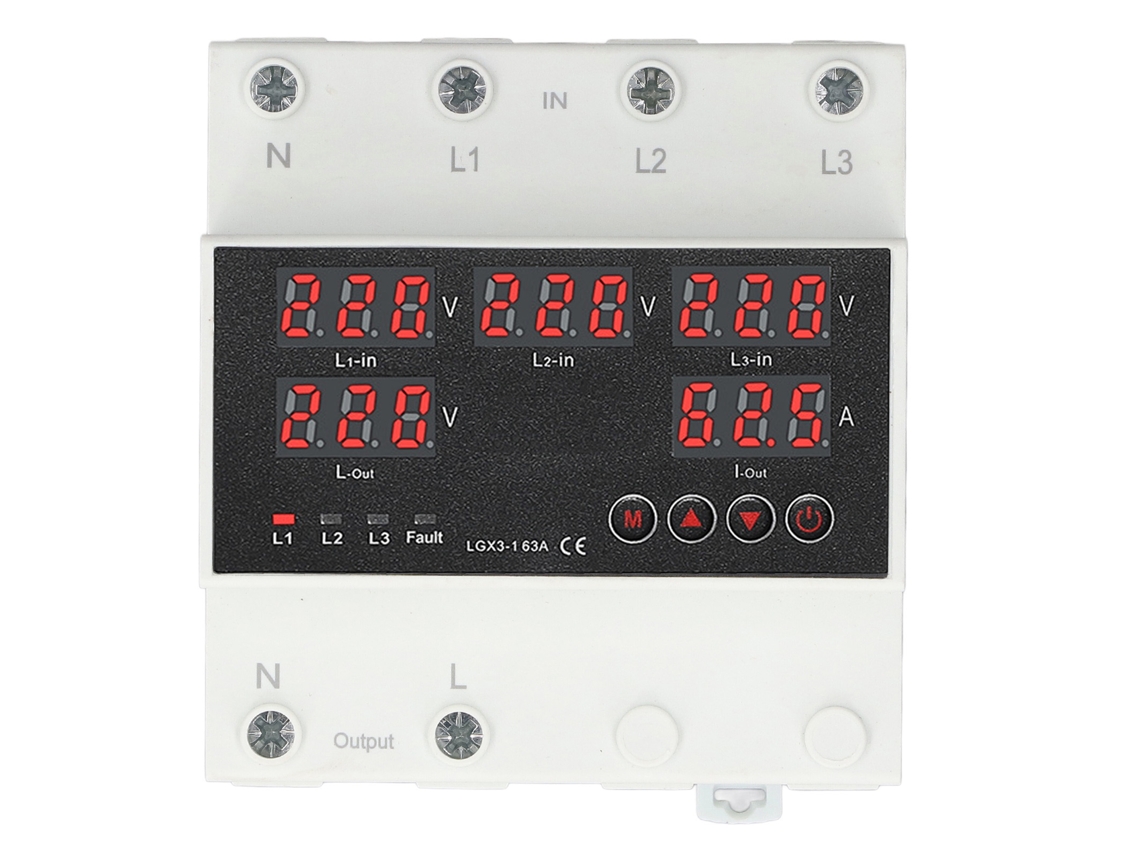 Conmutador De Transferencia Automática 63a 3p4w Led Protector De Voltaje Ajustable Para Generador Inversor Hogar Ac220v