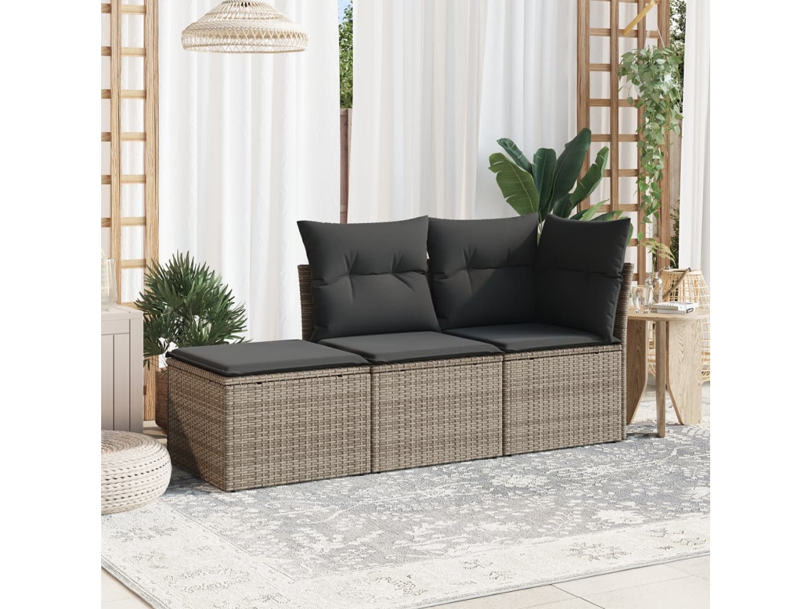 Conjunto de sofá de jardín de 3 piezas DKD Home Decor con cojines de mimbre gris