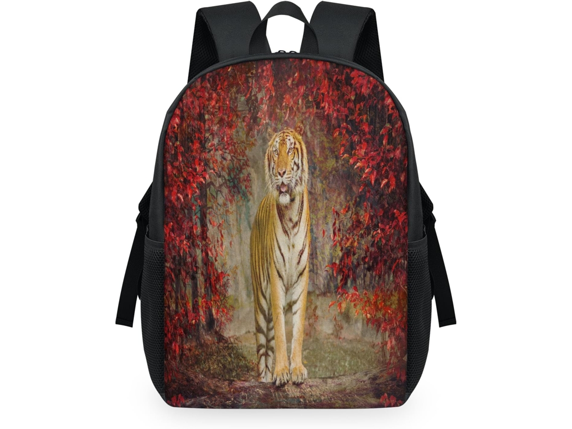 Mochila Tropicallife Estampado Tigre Bosque Otoñal Para Niños Niñas Hombres Mujeres Mochila Escolar Informa