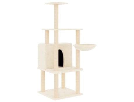 Rascador para gatos con postes de sisal color crema 132 cm VIDAXL