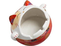 Cenicero Decorativo De Cerámica Con Forma De Gato Rojo, Amplio Receptáculo Para Colillas De Cigarrillos.