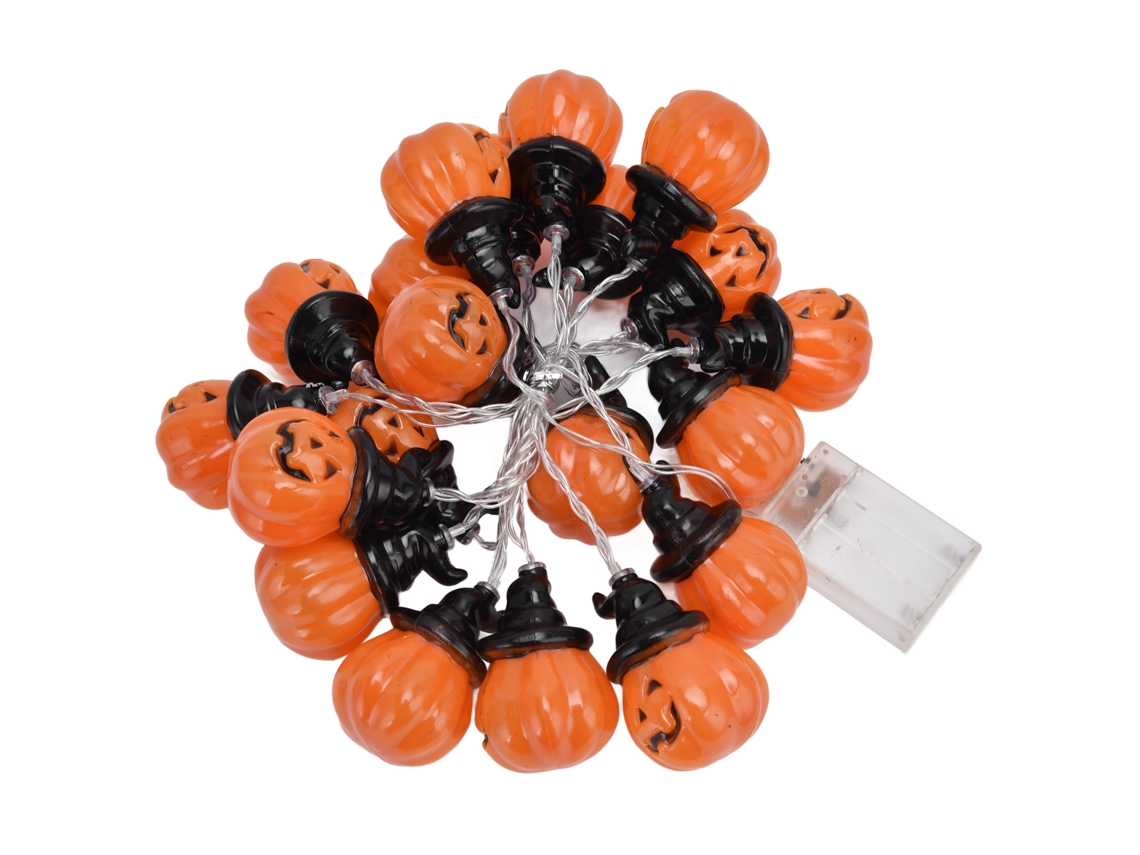 Rebe-cordón De Luces Led De Calabaza 3 Metros 20led Modo Dual Para Fiesta Halloween Hogar Decoración