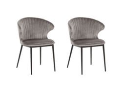 Cadeiras acolchoadas com encosto decorativo BELIANI Augusta de Veludo Cinzento 59x50x81