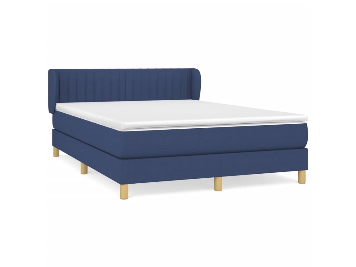 Maison Exclusive - Cama Box Spring Con Colchón Tela Azul 140x200 Cm