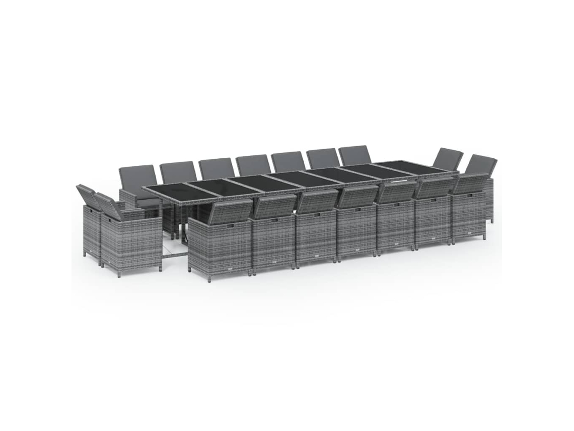 Maison Exclusive - Set De Comedor Jardín 19 Pzas Con Cojines Ratán Sintético Gris