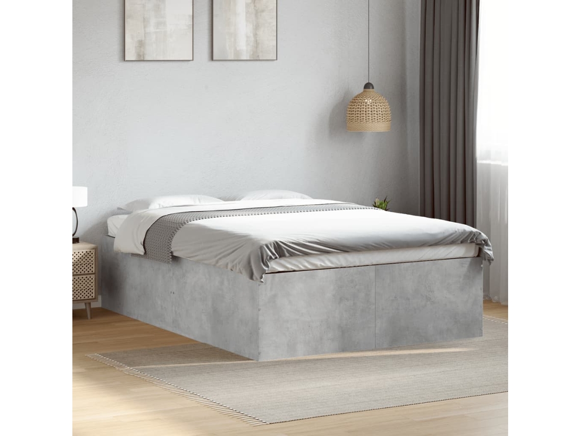 Estructura De Cama Madera De Ingeniería Gris Hormigón 135x190cm