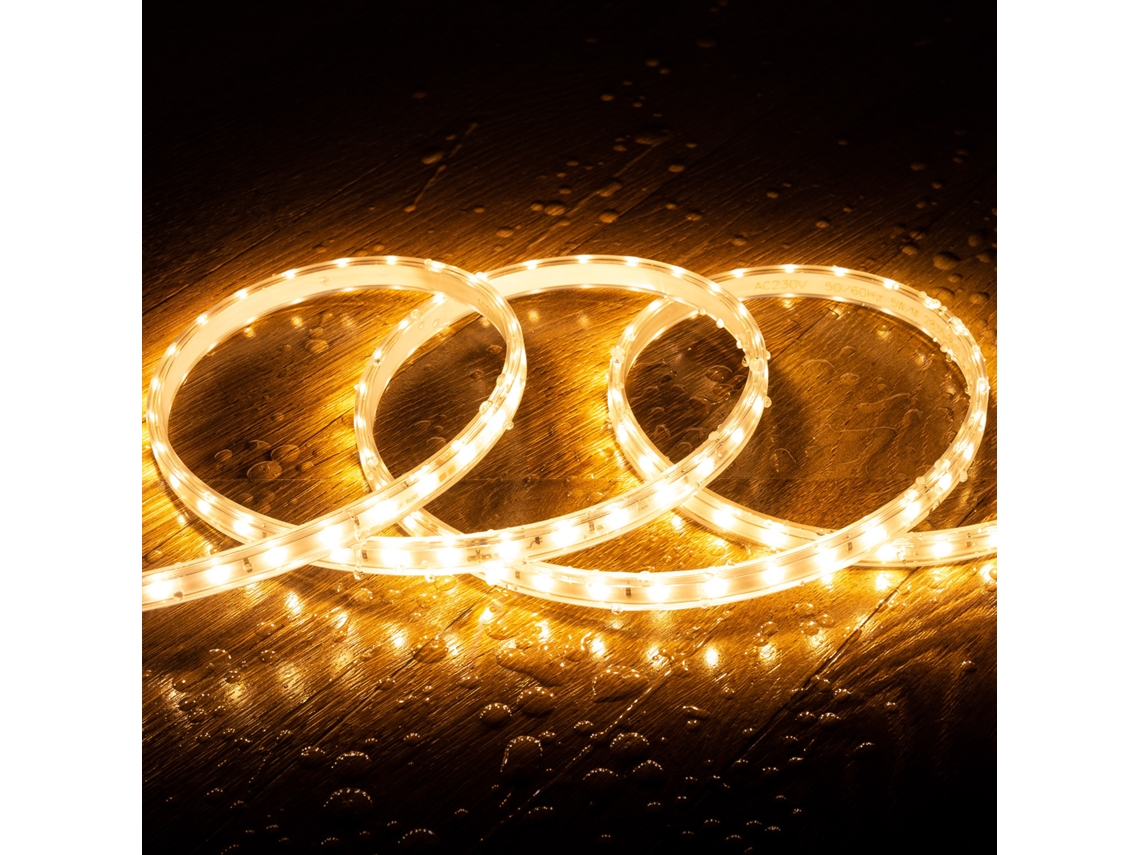 Tira LED 220V SMD2835 60LED/m Blanco Cálido IP65 Ancho 12mm Corte 100cm LEDKIA