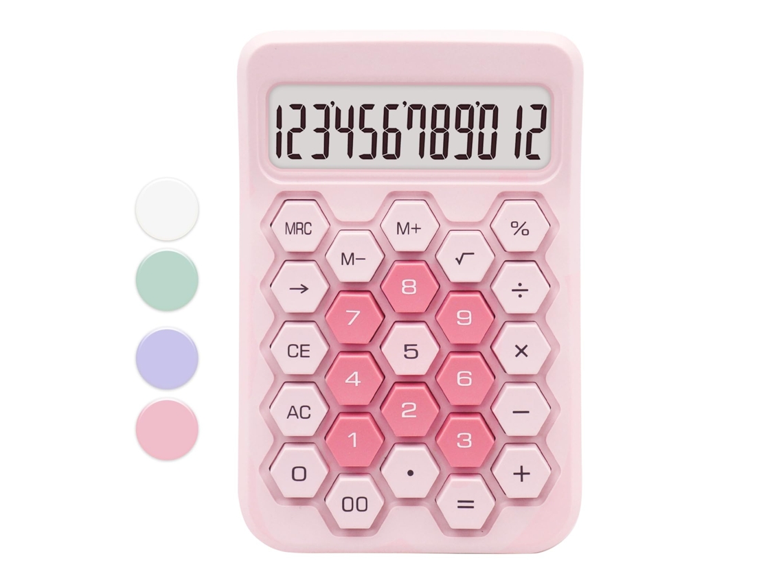 Calculadora básica Csyy con pantalla LCD de 12 dígitos (rosa)