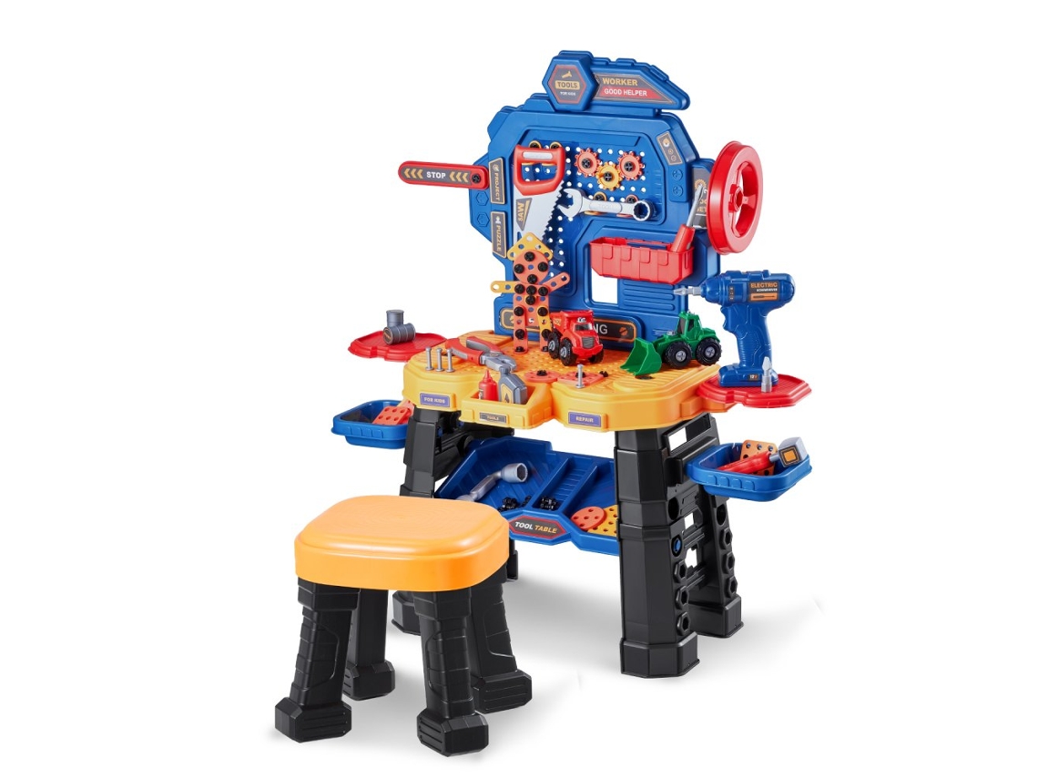 Set de Taller Infantil con 181 Piezas, Herramientas Realistas y Banco Tekmaquinas