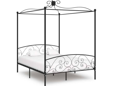 Estructura de cama con dosel VIDA XL metal negro (180x200 cm)