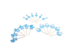 18 Adornos Lindos Para Cupcakes Para Cumpleaños De Niño Y Decoración De Baby Shower - Pastel Azul