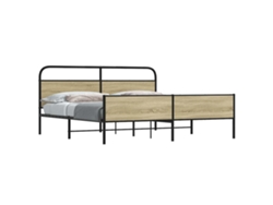 Estructura De Cama Sin Colchón Metal Roble Sonoma 183x213 Cm