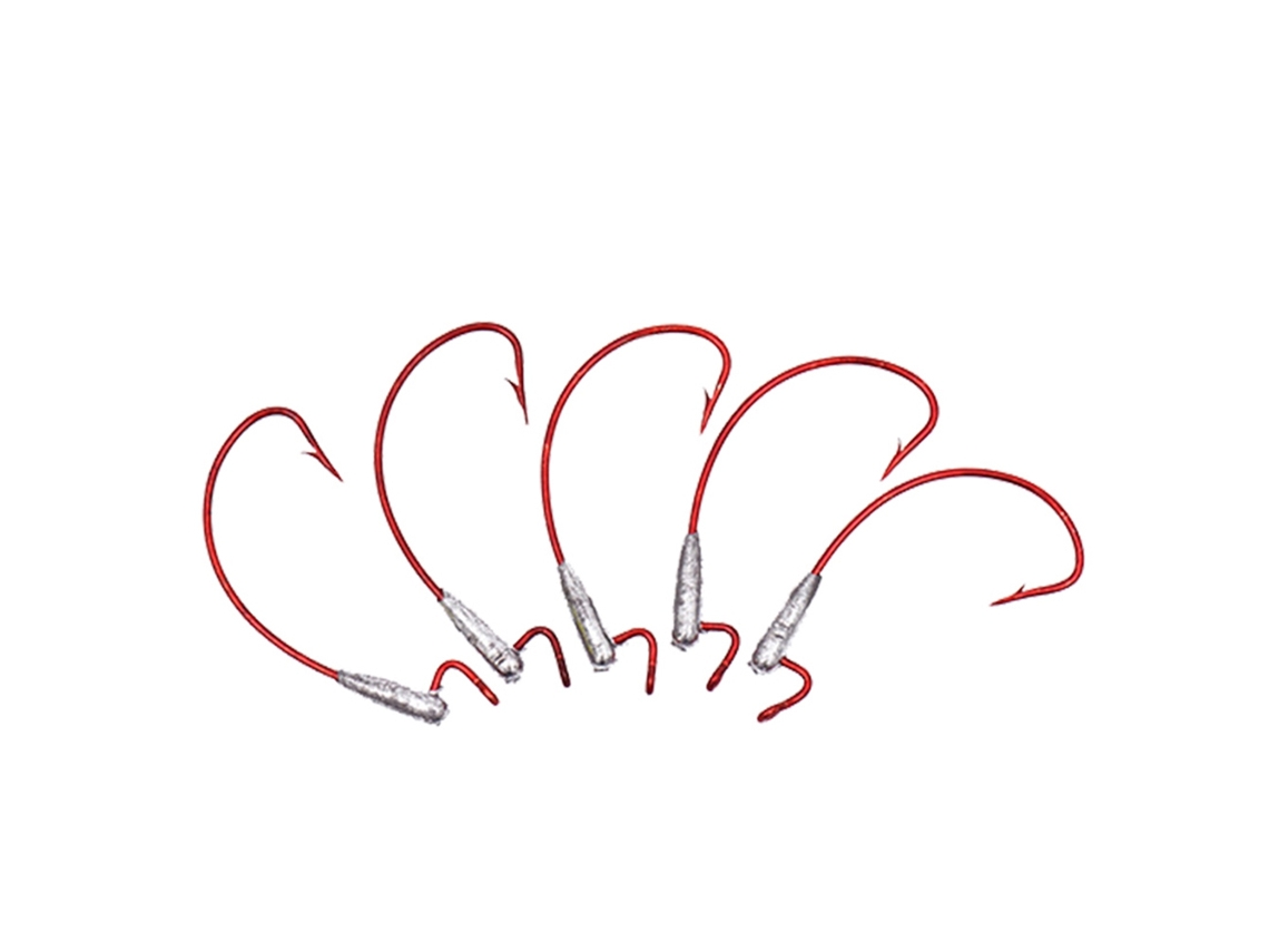 5 Anzuelos De Pesca De Acero Al Carbono Duraderos Con Cebo Para Pesca De Gran Tamaño (rojo)