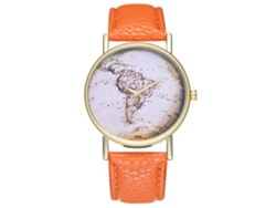 Reloj Analógico De Cuero Zhoulianfa Quartz Para Hombre Y Mujer Naranja
