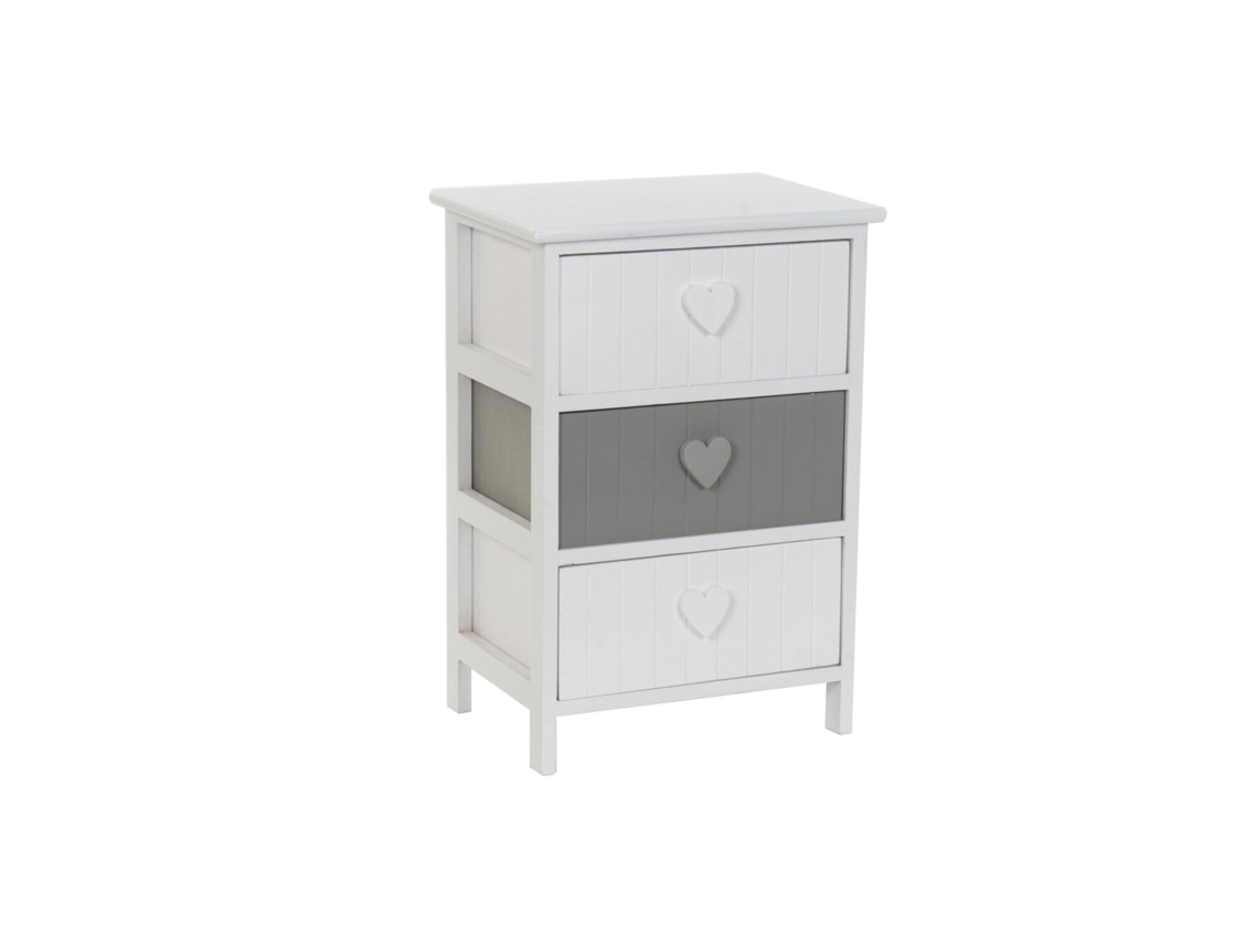 Cómoda en forma de corazón de madera de paulownia blanca, 40x29x58cm
