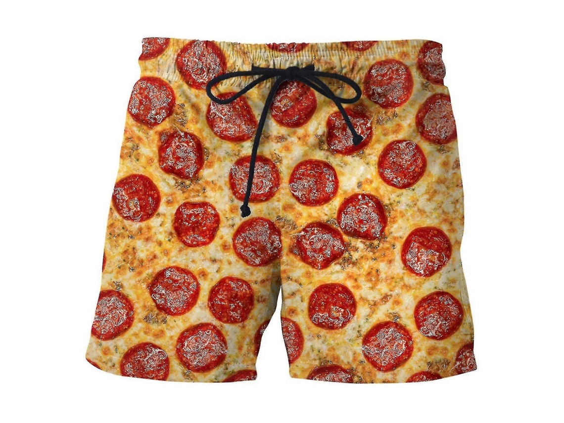 Pantalones cortos para hombre con estampado de salchicha, pernera ancha, cintura elástica y cordón ajustable.