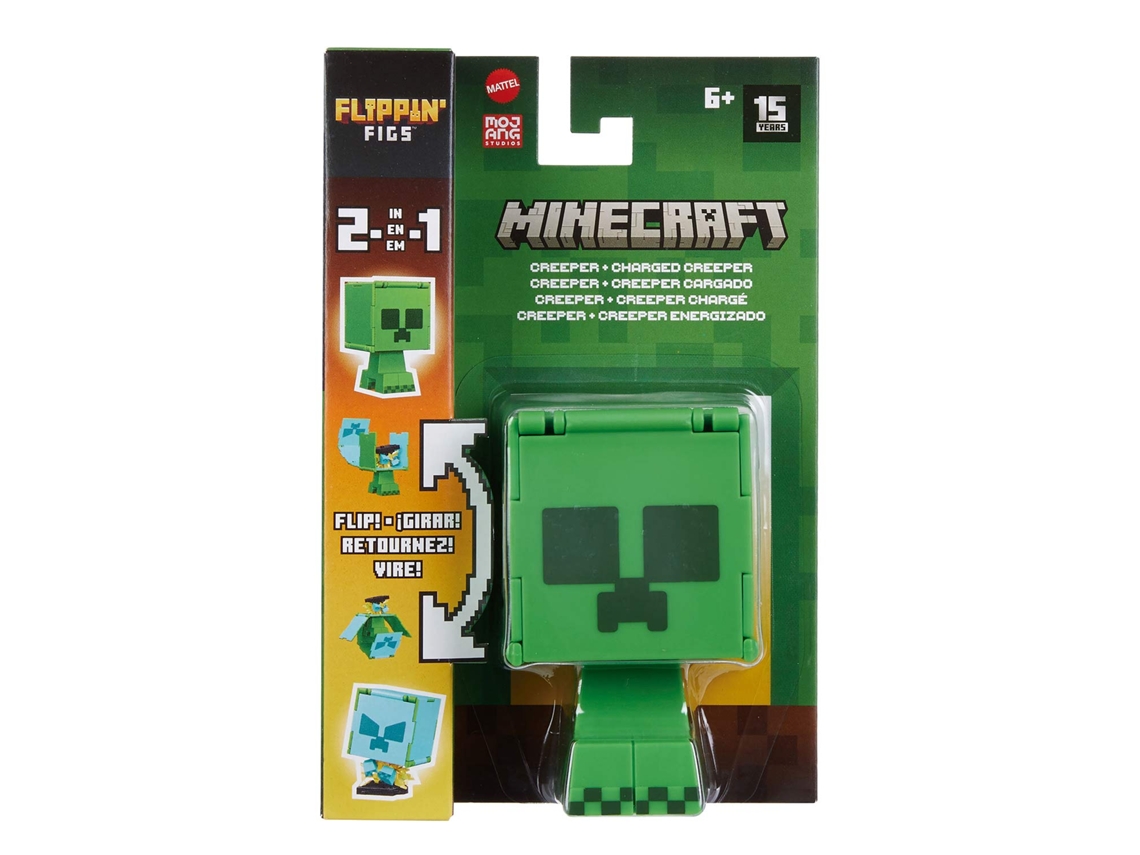 Minecraft Flippin' Figs 2 en 1 Creeper + Creeper con carga Mattel Htl43/htl46